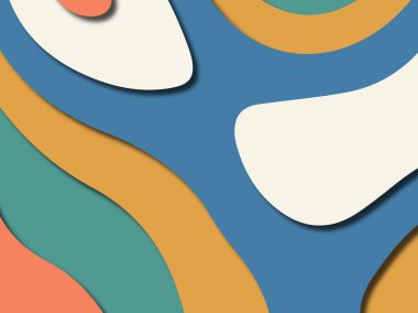 Renkli oyma sanat. Kağıt arka plan şekilleri kesim kağıdı ile kesin. İş sunumları, el ilanları, afişler, davetler için şablon tasarım düzen