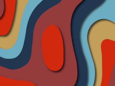 Renkli oyma sanat. Kağıt arka plan şekilleri kesim kağıdı ile kesin. İş sunumları, el ilanları, afişler, davetler için şablon tasarım düzen