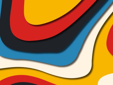 Renkli oyma sanat. Kağıt arka plan şekilleri kesim kağıdı ile kesin. İş sunumları, el ilanları, afişler, davetler için şablon tasarım düzen