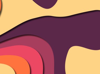 Renkli oyma sanat. Kağıt arka plan şekilleri kesim kağıdı ile kesin. İş sunumları, el ilanları, afişler, davetler için şablon tasarım düzen