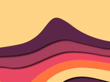 Renkli oyma sanat. Kağıt arka plan şekilleri kesim kağıdı ile kesin. İş sunumları, el ilanları, afişler, davetler için şablon tasarım düzen