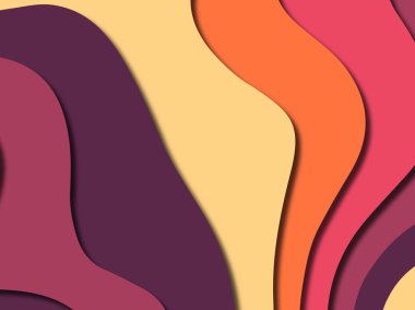 Renkli oyma sanat. Kağıt arka plan şekilleri kesim kağıdı ile kesin. İş sunumları, el ilanları, afişler, davetler için şablon tasarım düzen