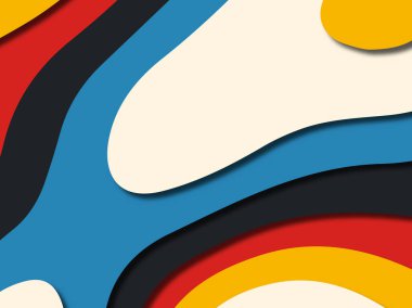 Renkli oyma sanat. Kağıt arka plan şekilleri kesim kağıdı ile kesin. İş sunumları, el ilanları, afişler, davetler için şablon tasarım düzen