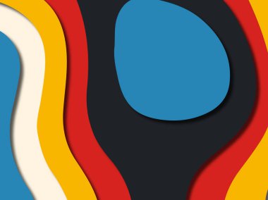 Renkli oyma sanat. Kağıt arka plan şekilleri kesim kağıdı ile kesin. İş sunumları, el ilanları, afişler, davetler için şablon tasarım düzen