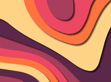 Renkli oyma sanat. Kağıt arka plan şekilleri kesim kağıdı ile kesin. İş sunumları, el ilanları, afişler, davetler için şablon tasarım düzen