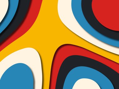 Renkli oyma sanat. Kağıt arka plan şekilleri kesim kağıdı ile kesin. İş sunumları, el ilanları, afişler, davetler için şablon tasarım düzen