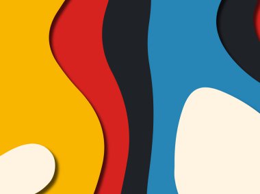 Renkli oyma sanat. Kağıt arka plan şekilleri kesim kağıdı ile kesin. İş sunumları, el ilanları, afişler, davetler için şablon tasarım düzen