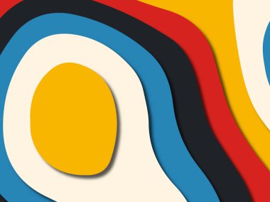 Renkli oyma sanat. Kağıt arka plan şekilleri kesim kağıdı ile kesin. İş sunumları, el ilanları, afişler, davetler için şablon tasarım düzen