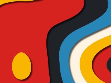 Renkli oyma sanat. Kağıt arka plan şekilleri kesim kağıdı ile kesin. İş sunumları, el ilanları, afişler, davetler için şablon tasarım düzen