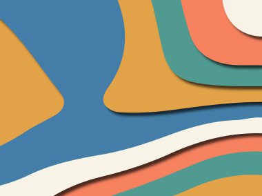 Renkli oyma sanat. Kağıt arka plan şekilleri kesim kağıdı ile kesin. İş sunumları, el ilanları, afişler, davetler için şablon tasarım düzen