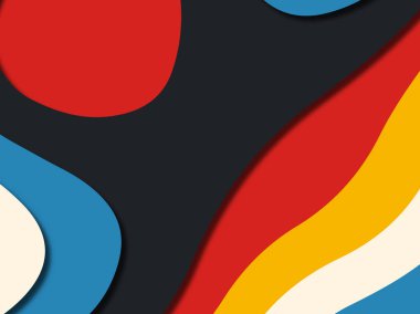 Renkli oyma sanat. Kağıt arka plan şekilleri kesim kağıdı ile kesin. İş sunumları, el ilanları, afişler, davetler için şablon tasarım düzen