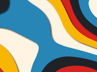 Renkli oyma sanat. Kağıt arka plan şekilleri kesim kağıdı ile kesin. İş sunumları, el ilanları, afişler, davetler için şablon tasarım düzen