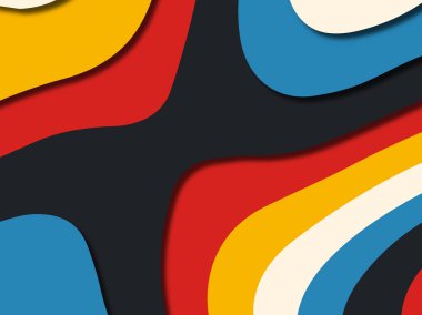 Renkli oyma sanat. Kağıt arka plan şekilleri kesim kağıdı ile kesin. İş sunumları, el ilanları, afişler, davetler için şablon tasarım düzen