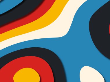 Renkli oyma sanat. Kağıt arka plan şekilleri kesim kağıdı ile kesin. İş sunumları, el ilanları, afişler, davetler için şablon tasarım düzen