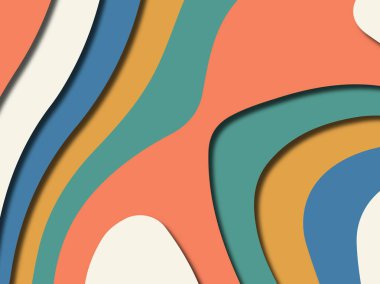 Renkli oyma sanat. Kağıt arka plan şekilleri kesim kağıdı ile kesin. İş sunumları, el ilanları, afişler, davetler için şablon tasarım düzen