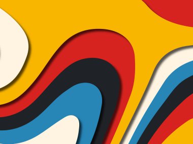 Renkli oyma sanat. Kağıt arka plan şekilleri kesim kağıdı ile kesin. İş sunumları, el ilanları, afişler, davetler için şablon tasarım düzen