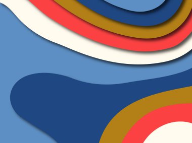 Renkli oyma sanat. Kağıt arka plan şekilleri kesim kağıdı ile kesin. İş sunumları, el ilanları, afişler, davetler için şablon tasarım düzen