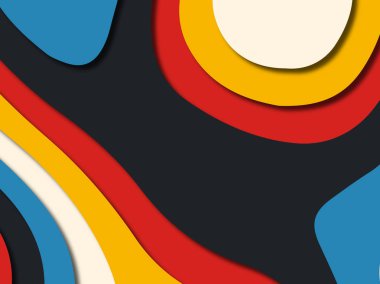 Renkli oyma sanat. Kağıt arka plan şekilleri kesim kağıdı ile kesin. İş sunumları, el ilanları, afişler, davetler için şablon tasarım düzen