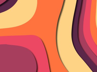 Renkli oyma sanat. Kağıt arka plan şekilleri kesim kağıdı ile kesin. İş sunumları, el ilanları, afişler, davetler için şablon tasarım düzen