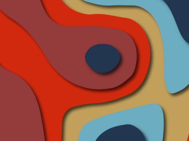 Renkli oyma sanat. Kağıt arka plan şekilleri kesim kağıdı ile kesin. İş sunumları, el ilanları, afişler, davetler için şablon tasarım düzen