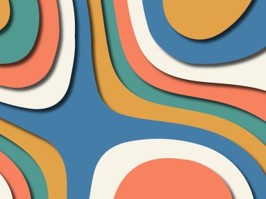 Renkli oyma sanat. Kağıt arka plan şekilleri kesim kağıdı ile kesin. İş sunumları, el ilanları, afişler, davetler için şablon tasarım düzen