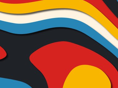 Renkli oyma sanat. Kağıt arka plan şekilleri kesim kağıdı ile kesin. İş sunumları, el ilanları, afişler, davetler için şablon tasarım düzen