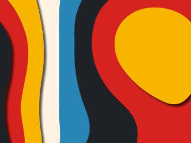 Renkli oyma sanat. Kağıt arka plan şekilleri kesim kağıdı ile kesin. İş sunumları, el ilanları, afişler, davetler için şablon tasarım düzen