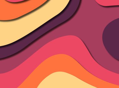 Renkli oyma sanat. Kağıt arka plan şekilleri kesim kağıdı ile kesin. İş sunumları, el ilanları, afişler, davetler için şablon tasarım düzen