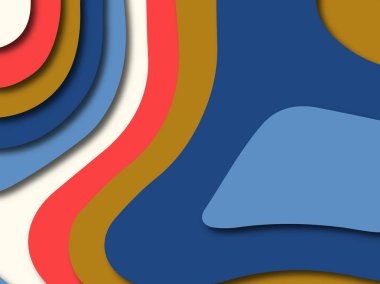 Renkli oyma sanat. Kağıt arka plan şekilleri kesim kağıdı ile kesin. İş sunumları, el ilanları, afişler, davetler için şablon tasarım düzen