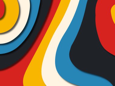 Renkli oyma sanat. Kağıt arka plan şekilleri kesim kağıdı ile kesin. İş sunumları, el ilanları, afişler, davetler için şablon tasarım düzen