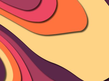 Renkli oyma sanat. Kağıt arka plan şekilleri kesim kağıdı ile kesin. İş sunumları, el ilanları, afişler, davetler için şablon tasarım düzen