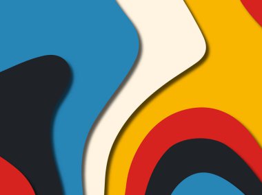 Renkli oyma sanat. Kağıt arka plan şekilleri kesim kağıdı ile kesin. İş sunumları, el ilanları, afişler, davetler için şablon tasarım düzen