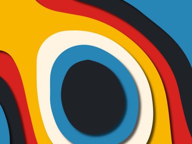 Renkli oyma sanat. Kağıt arka plan şekilleri kesim kağıdı ile kesin. İş sunumları, el ilanları, afişler, davetler için şablon tasarım düzen