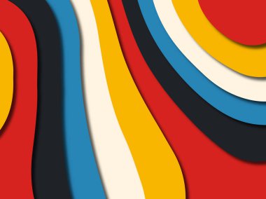 Renkli oyma sanat. Kağıt arka plan şekilleri kesim kağıdı ile kesin. İş sunumları, el ilanları, afişler, davetler için şablon tasarım düzen