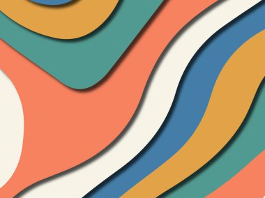 Renkli oyma sanat. Kağıt arka plan şekilleri kesim kağıdı ile kesin. İş sunumları, el ilanları, afişler, davetler için şablon tasarım düzen