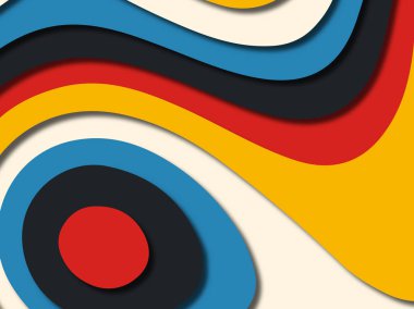 Renkli oyma sanat. Kağıt arka plan şekilleri kesim kağıdı ile kesin. İş sunumları, el ilanları, afişler, davetler için şablon tasarım düzen