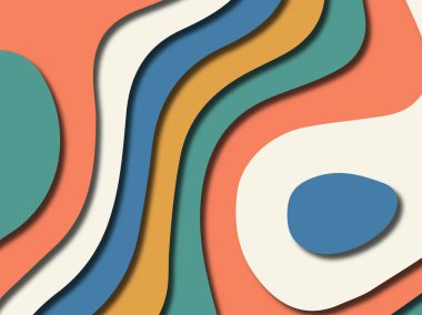 Renkli oyma sanat. Kağıt arka plan şekilleri kesim kağıdı ile kesin. İş sunumları, el ilanları, afişler, davetler için şablon tasarım düzen