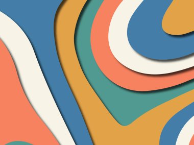 Renkli oyma sanat. Kağıt arka plan şekilleri kesim kağıdı ile kesin. İş sunumları, el ilanları, afişler, davetler için şablon tasarım düzen