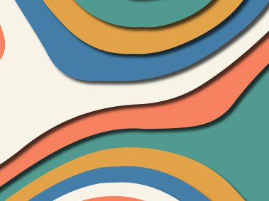 Renkli oyma sanat. Kağıt arka plan şekilleri kesim kağıdı ile kesin. İş sunumları, el ilanları, afişler, davetler için şablon tasarım düzen