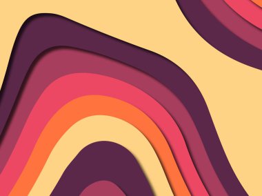 Renkli oyma sanat. Kağıt arka plan şekilleri kesim kağıdı ile kesin. İş sunumları, el ilanları, afişler, davetler için şablon tasarım düzen