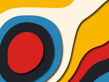 Renkli oyma sanat. Kağıt arka plan şekilleri kesim kağıdı ile kesin. İş sunumları, el ilanları, afişler, davetler için şablon tasarım düzen