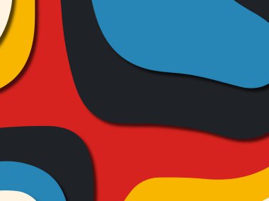 Renkli oyma sanat. Kağıt arka plan şekilleri kesim kağıdı ile kesin. İş sunumları, el ilanları, afişler, davetler için şablon tasarım düzen