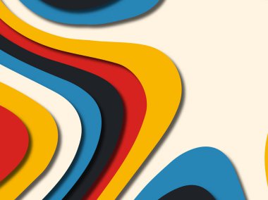 Renkli oyma sanat. Kağıt arka plan şekilleri kesim kağıdı ile kesin. İş sunumları, el ilanları, afişler, davetler için şablon tasarım düzen