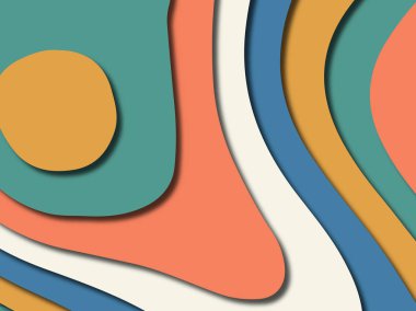 Renkli oyma sanat. Kağıt arka plan şekilleri kesim kağıdı ile kesin. İş sunumları, el ilanları, afişler, davetler için şablon tasarım düzen