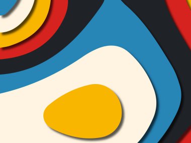 Renkli oyma sanat. Kağıt arka plan şekilleri kesim kağıdı ile kesin. İş sunumları, el ilanları, afişler, davetler için şablon tasarım düzen