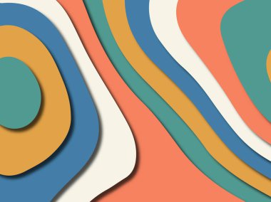 Renkli oyma sanat. Kağıt arka plan şekilleri kesim kağıdı ile kesin. İş sunumları, el ilanları, afişler, davetler için şablon tasarım düzen