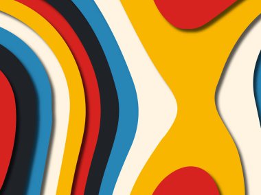 Renkli oyma sanat. Kağıt arka plan şekilleri kesim kağıdı ile kesin. İş sunumları, el ilanları, afişler, davetler için şablon tasarım düzen