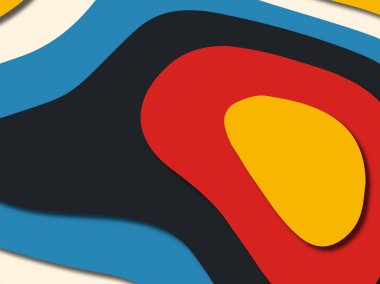 Renkli oyma sanat. Kağıt arka plan şekilleri kesim kağıdı ile kesin. İş sunumları, el ilanları, afişler, davetler için şablon tasarım düzen