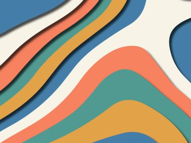 Renkli oyma sanat. Kağıt arka plan şekilleri kesim kağıdı ile kesin. İş sunumları, el ilanları, afişler, davetler için şablon tasarım düzen