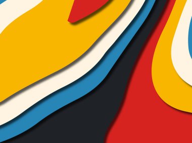 Renkli oyma sanat. Kağıt arka plan şekilleri kesim kağıdı ile kesin. İş sunumları, el ilanları, afişler, davetler için şablon tasarım düzen